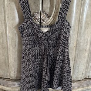 Michael Kors Brown & Cream Geometric Sleeveless Knit Camisole